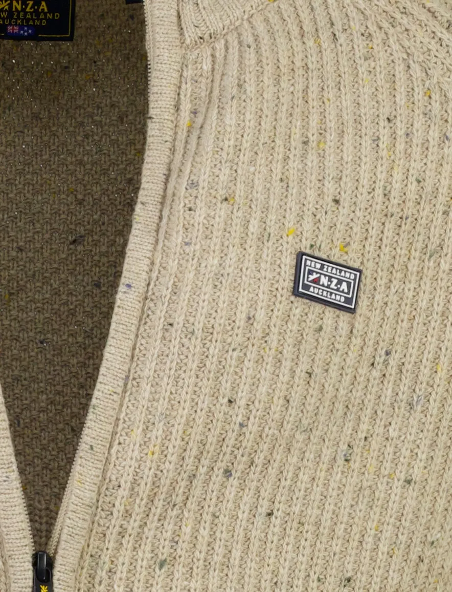 New Zealand vest beige gemeleerd wol warm