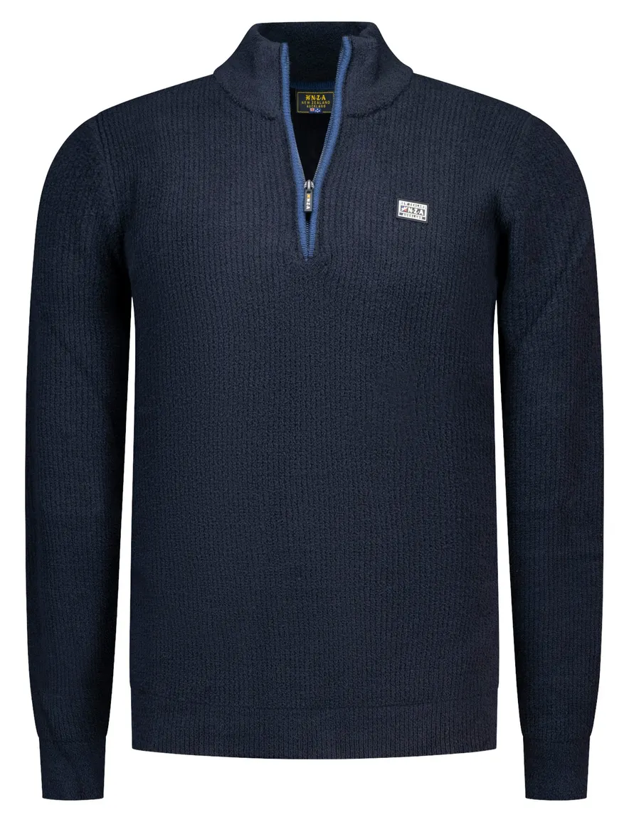 Donkerblauwe trui New Zealand gebreid