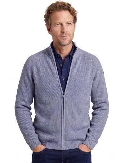 New Zealand New Zealand outdoor vest blauw gemeleerd gebreid