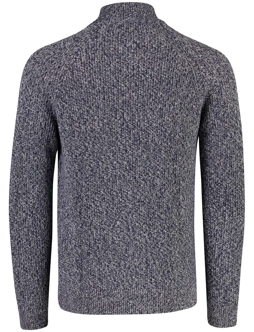 New Zealand half zip trui donkerblauw gemeleerd gebreid