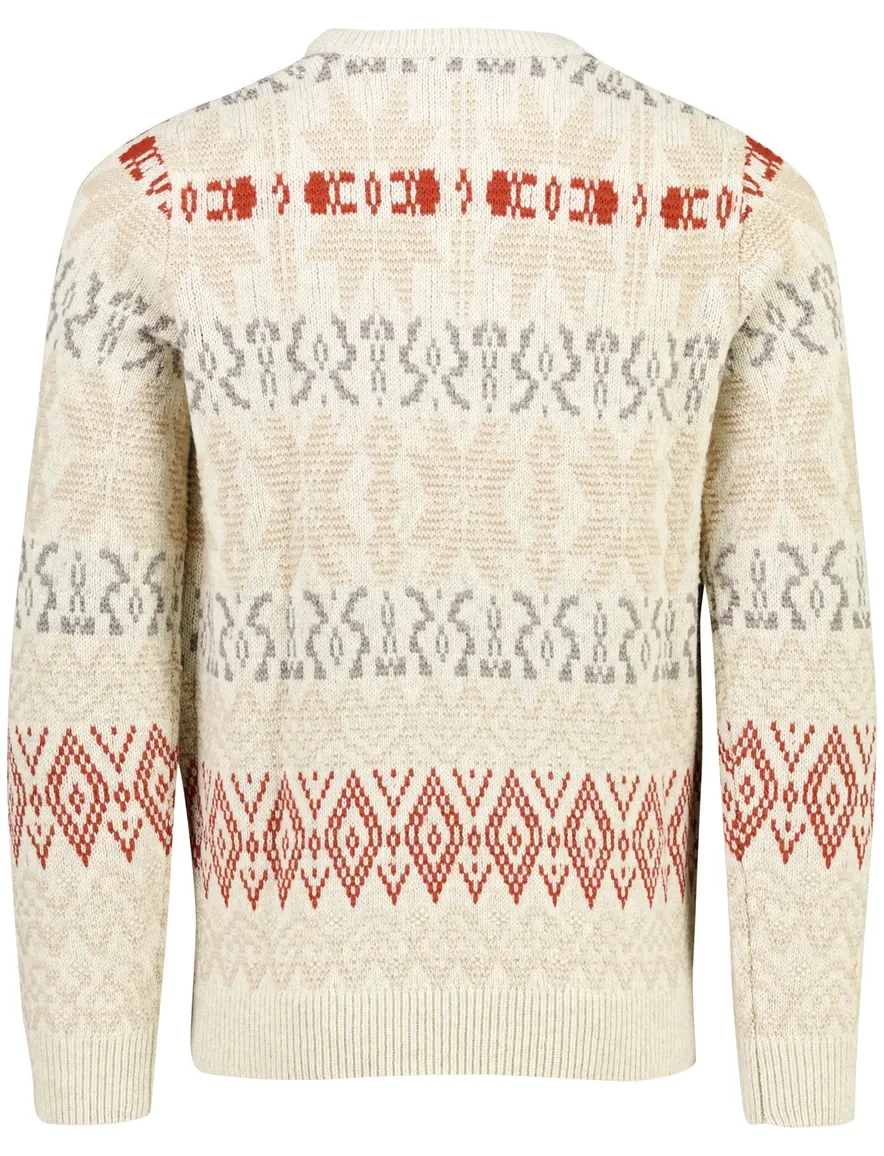 New Zealand trui beige geprint grof gebreid