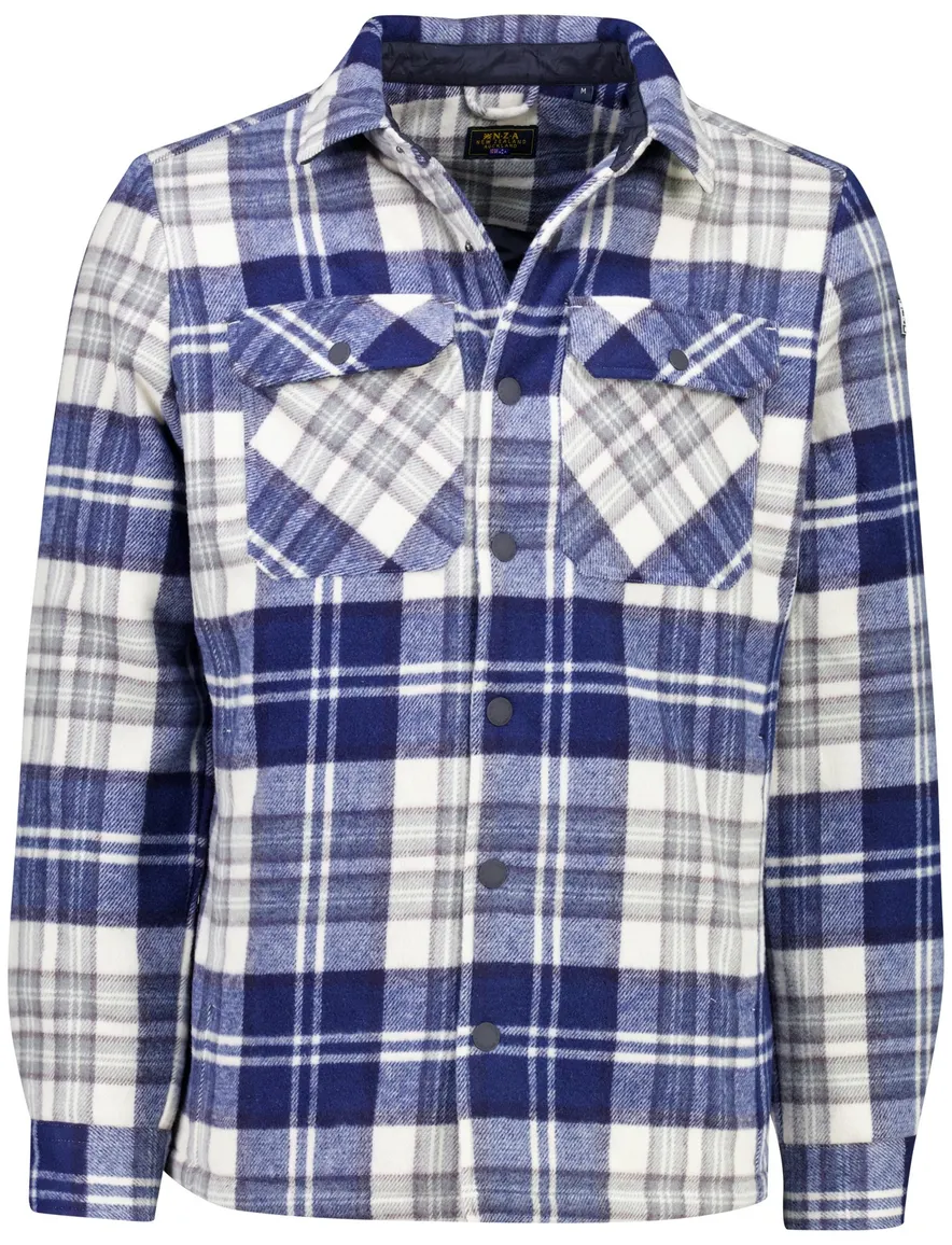 New Zealand overshirt donkerblauw geruit met borstzak