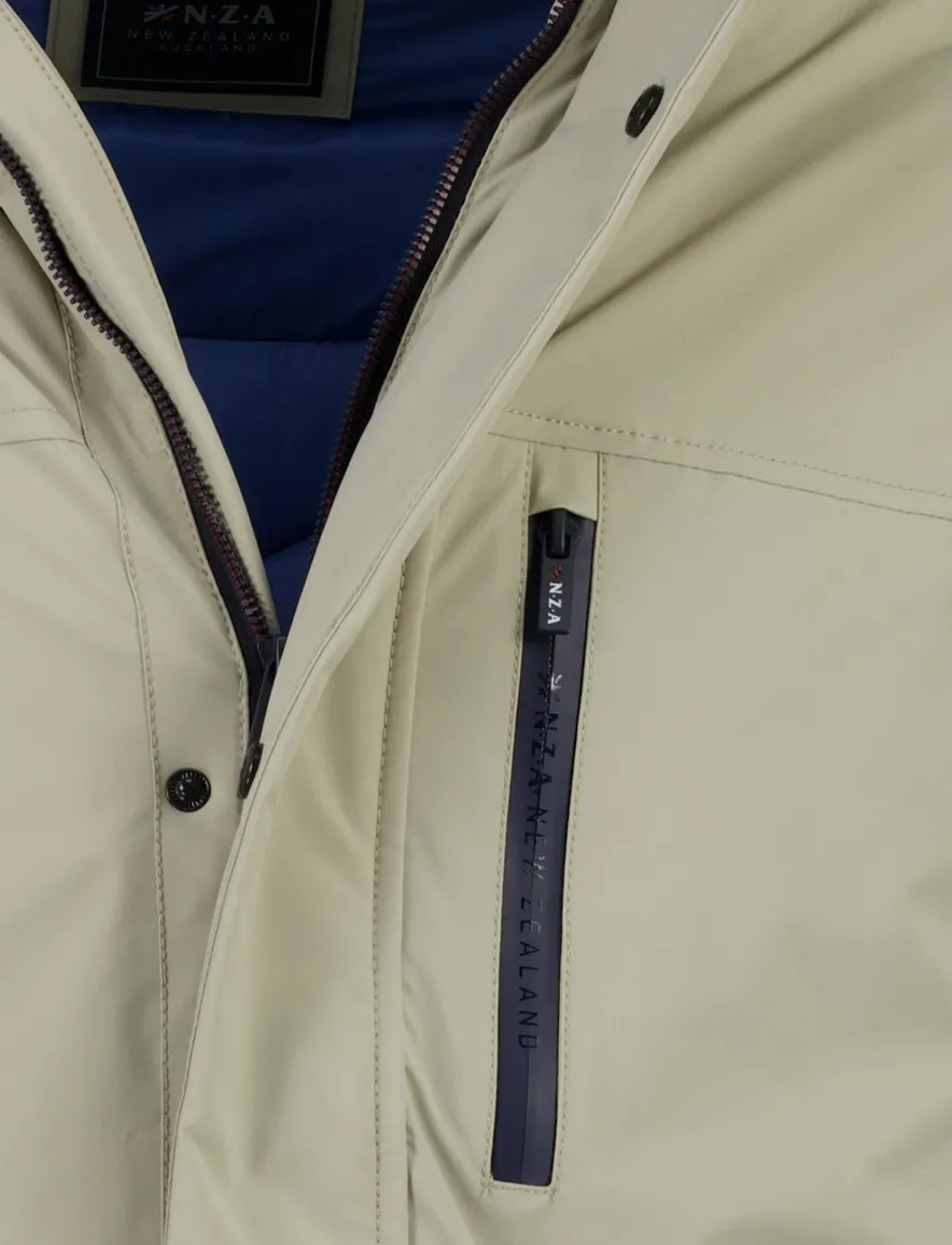New Zealand parka jas beige gevoerd met borstzak
