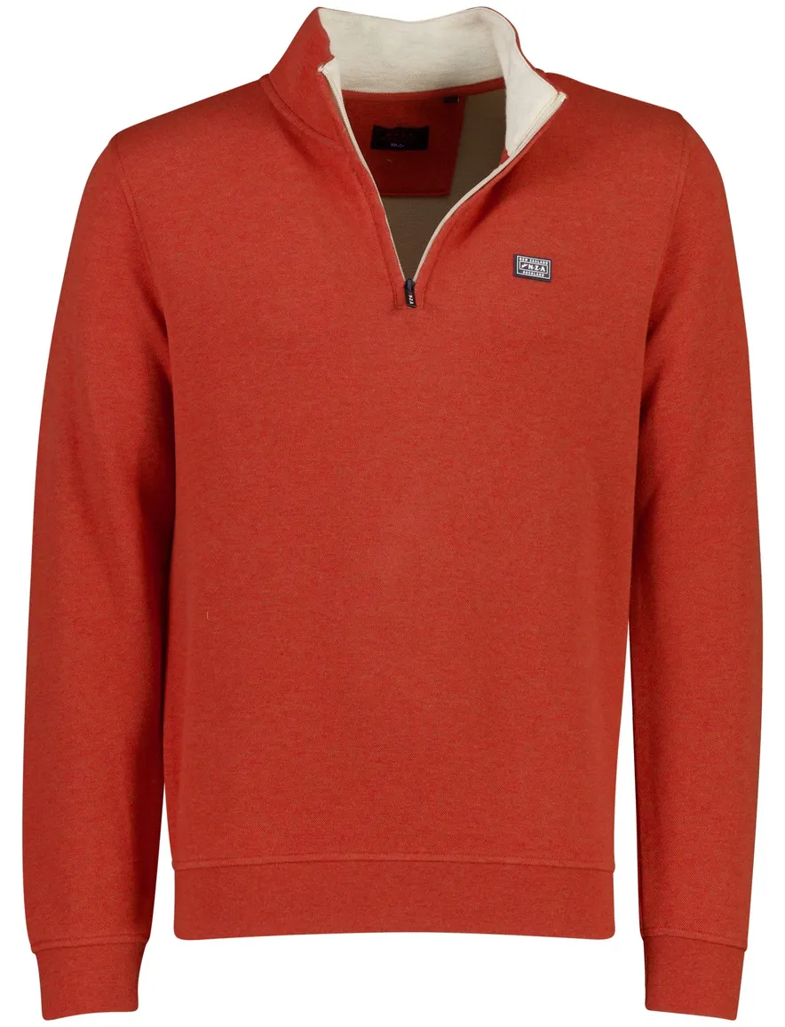 New Zealand trui half zip oranje gemêleerd