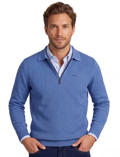 New Zealand Trui New Zealand blauw polo kraag