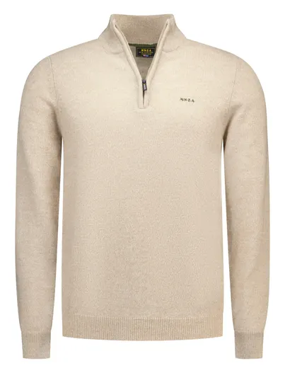 New Zealand Trui New Zealand beige wol half zip