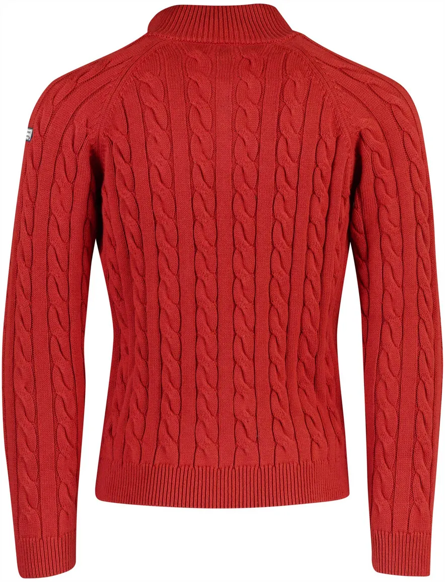 New Zealand trui rood half zip grof gebreid