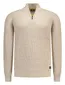 Beige trui New Zealand half zip gebreid