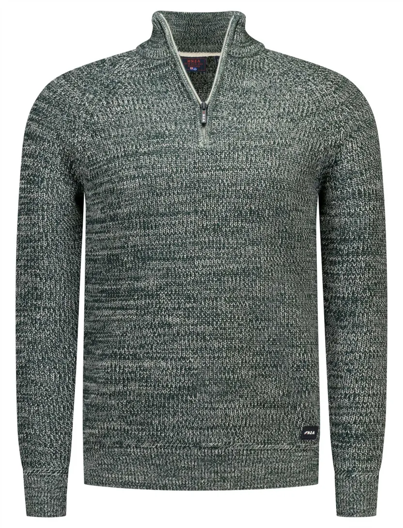 Trui New Zealand groen half zip katoen