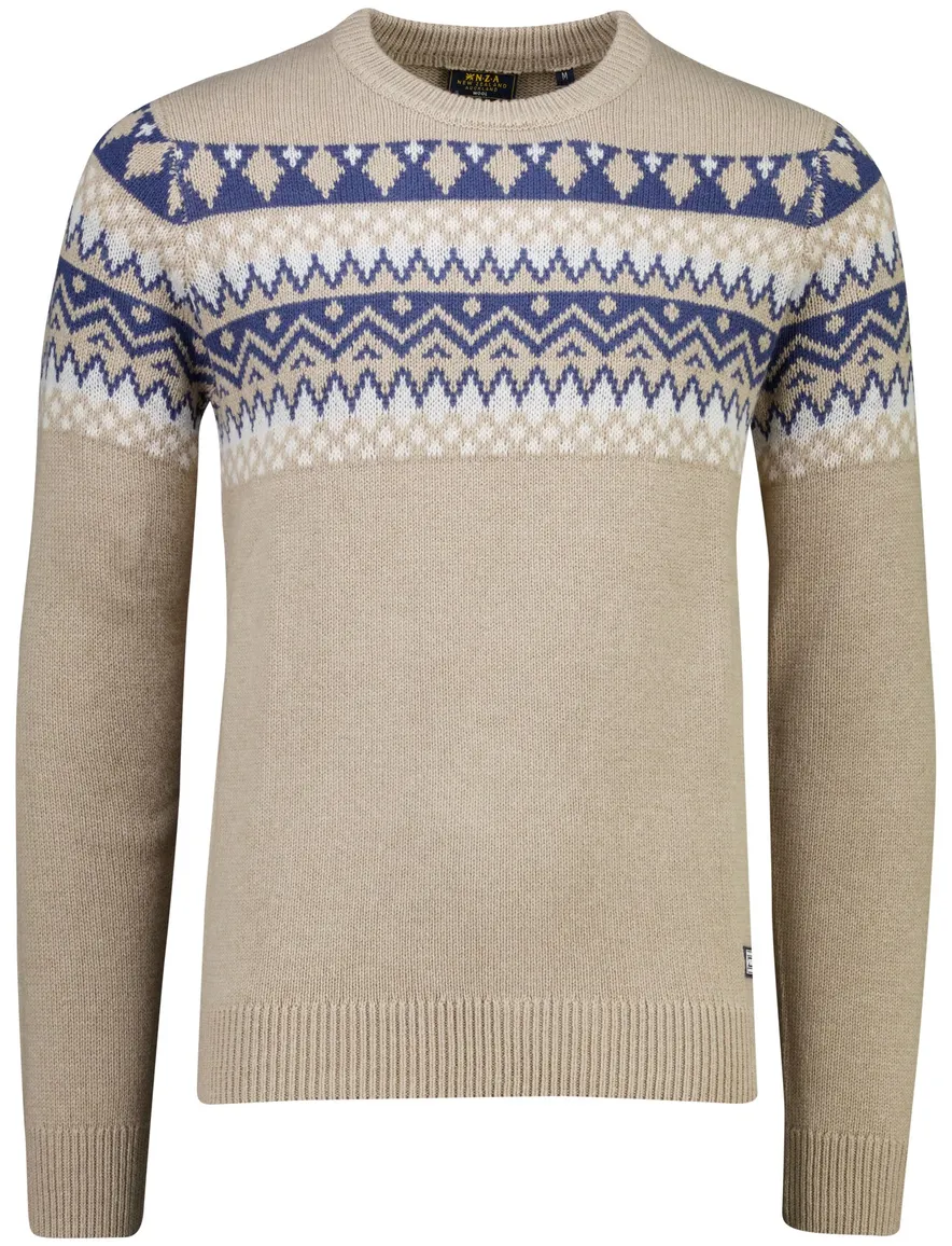 New Zealand trui beige met geprint dessin