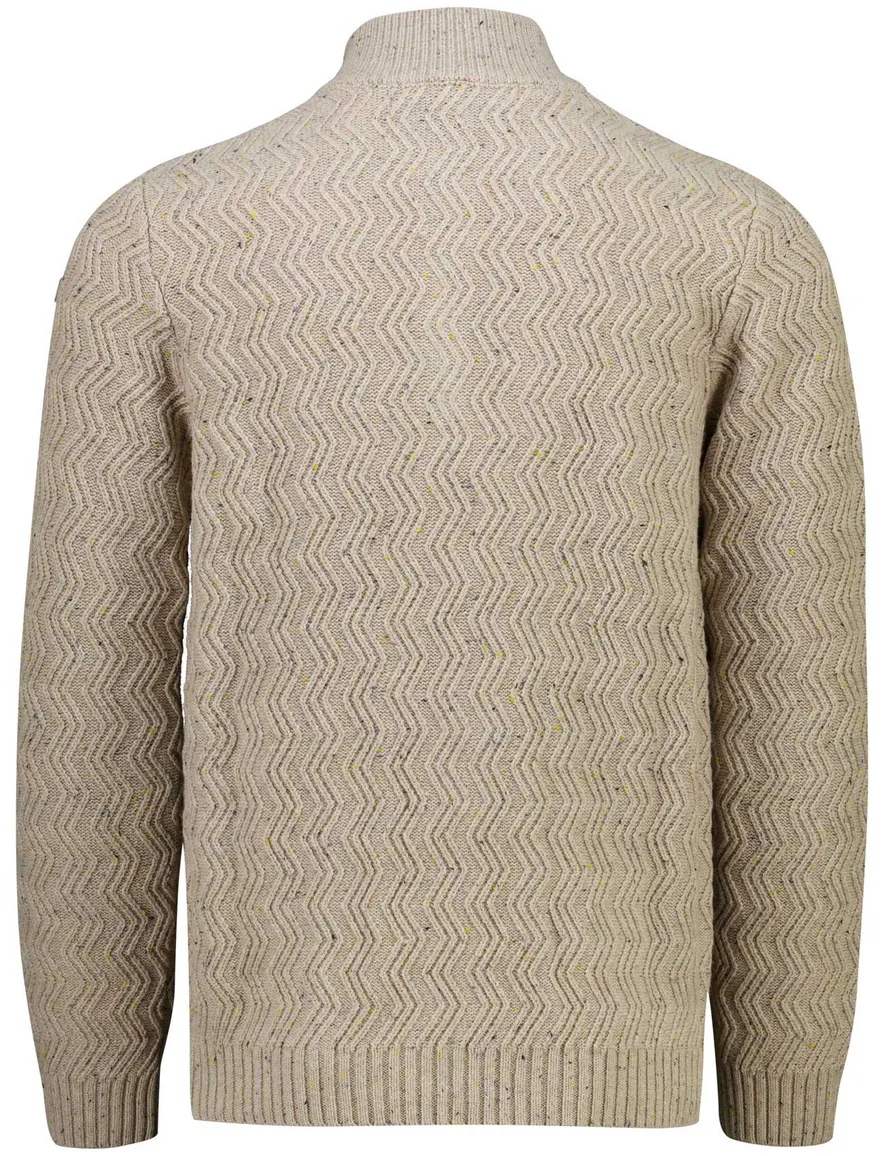 New Zealand trui half zip beige gemeleerd grof gebreid