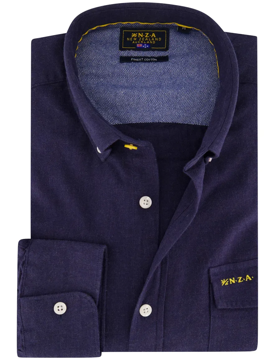 New Zealand overhemd donkerblauw effen