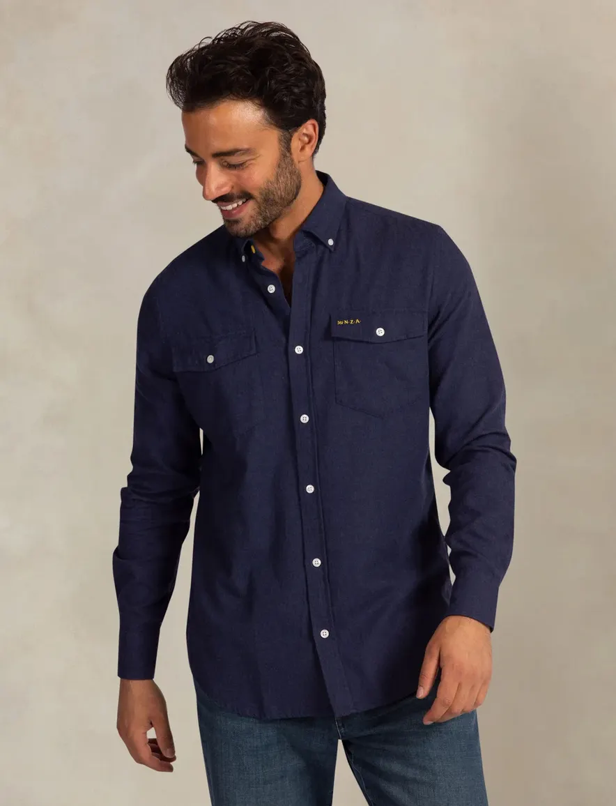 Overhemd New Zealand donkerblauw 26HN527-OXFORD NAVY MELAN