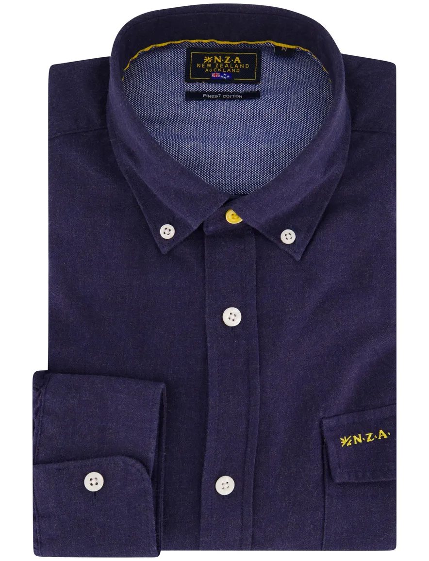 New Zealand overhemd donkerblauw effen