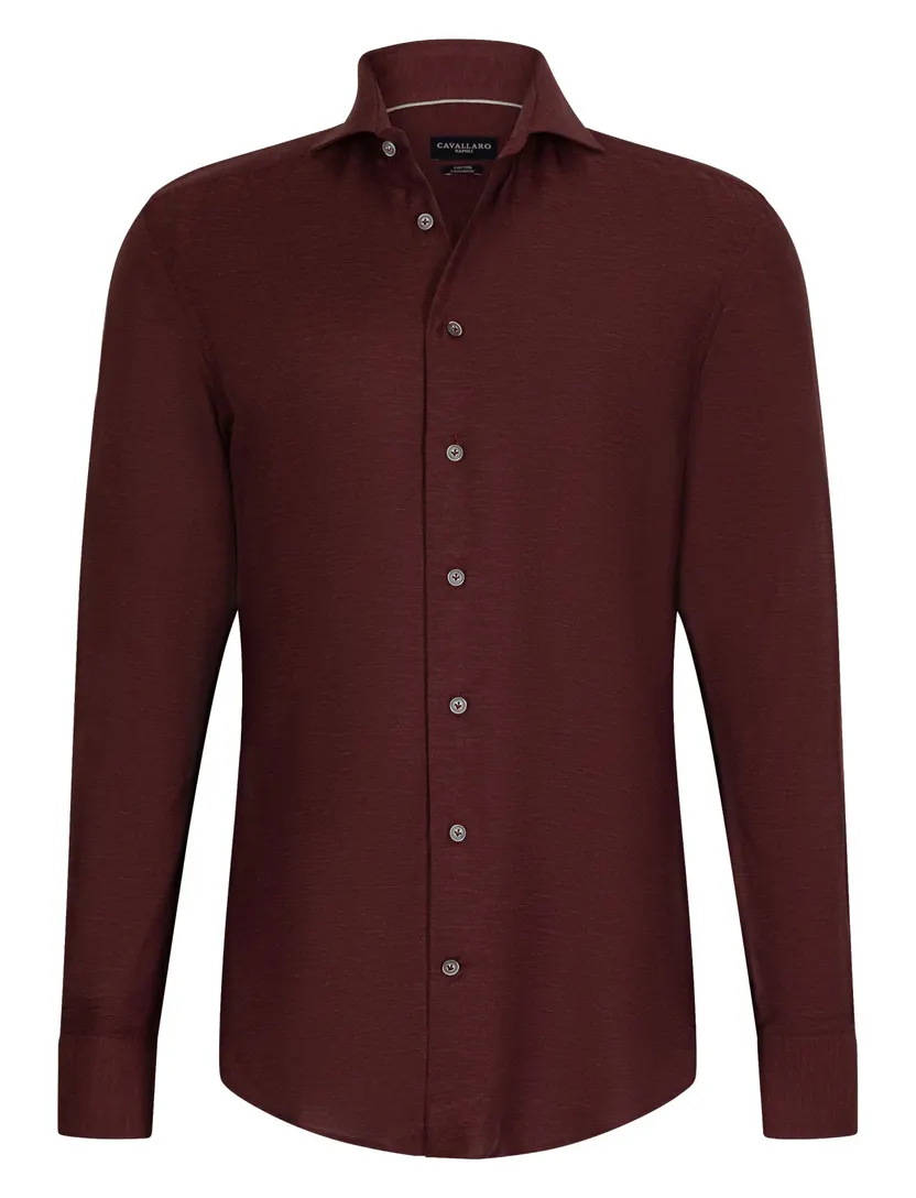 Overhemd Cavallaro bordeaux slim fit piqué