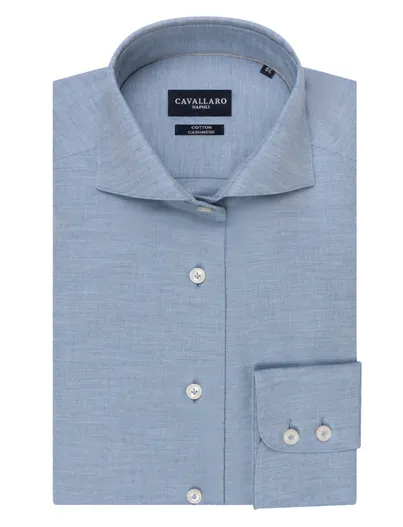Cavallaro Overhemden Cavallaro lichtblauw pique slim fit
