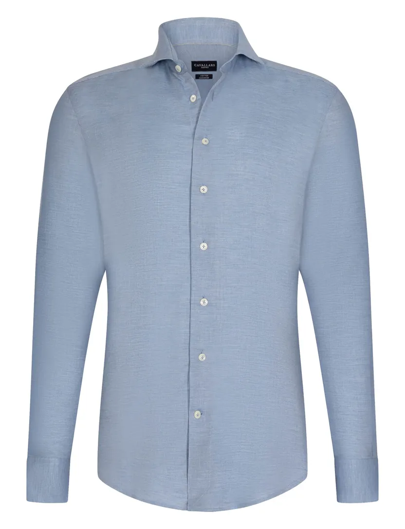Overhemden Cavallaro lichtblauw pique slim fit