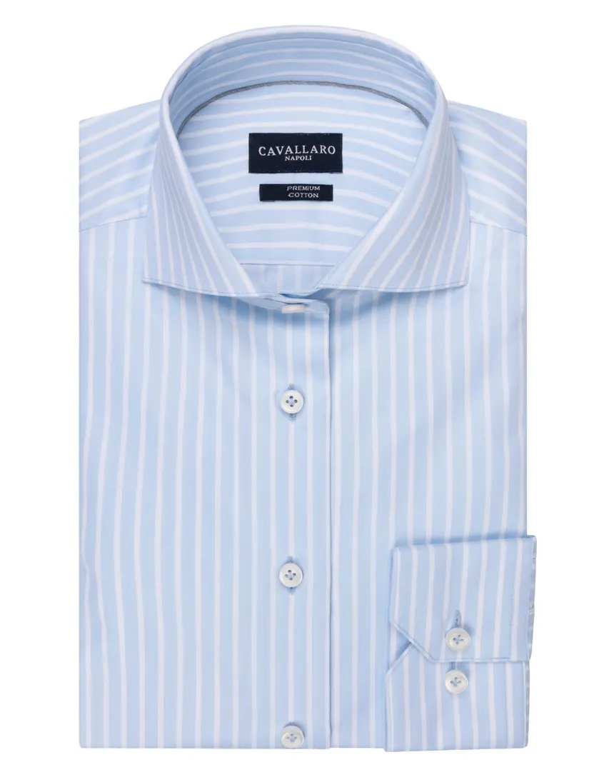 Overhemd Cavallaro lichtblauw gestreept slim fit