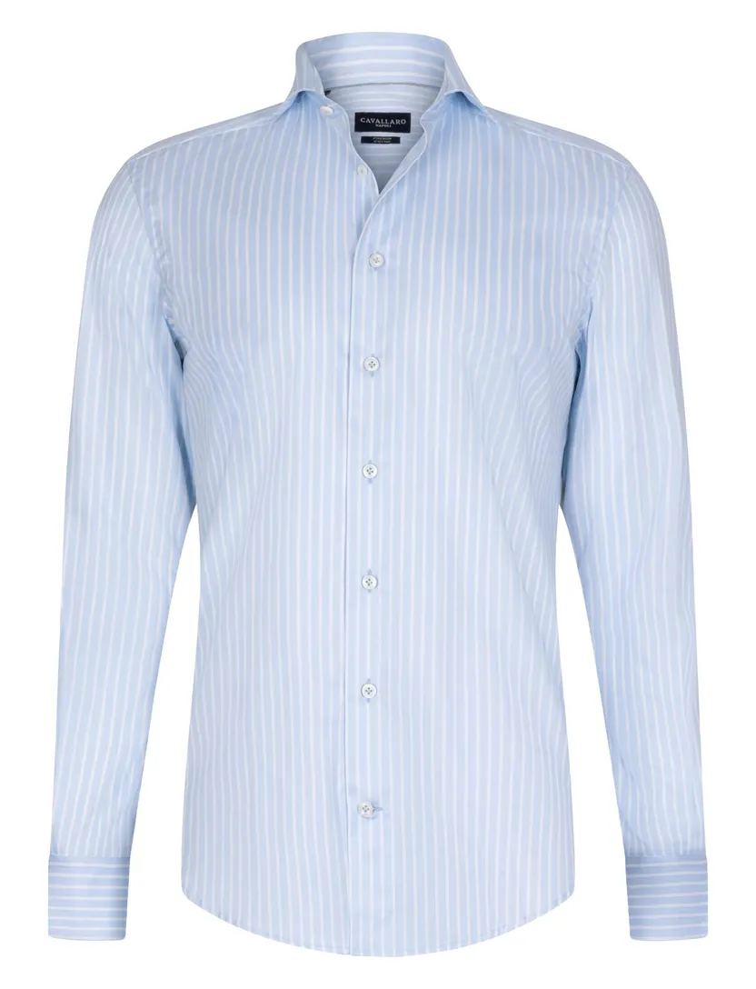 Overhemd Cavallaro lichtblauw gestreept slim fit