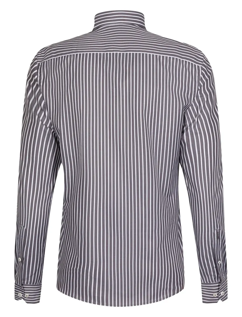 Overhemd Cavallaro antraciet gestreept slim fit
