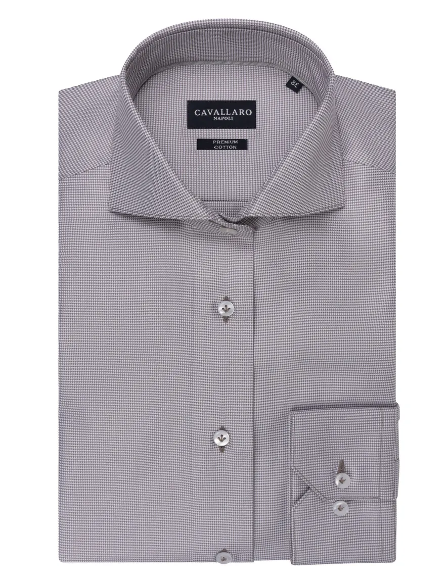 Cavallaro overhemd beige mouwlengte 7