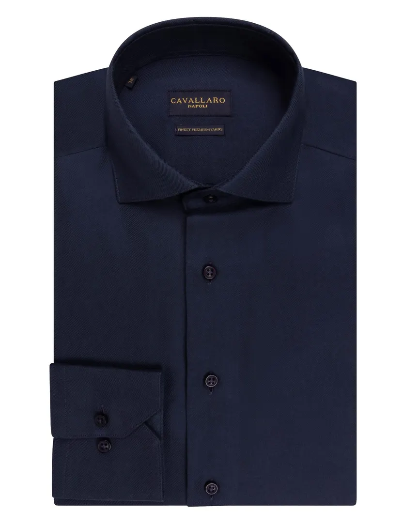 Overhemd Cavallaro donkerblauw slim fit
