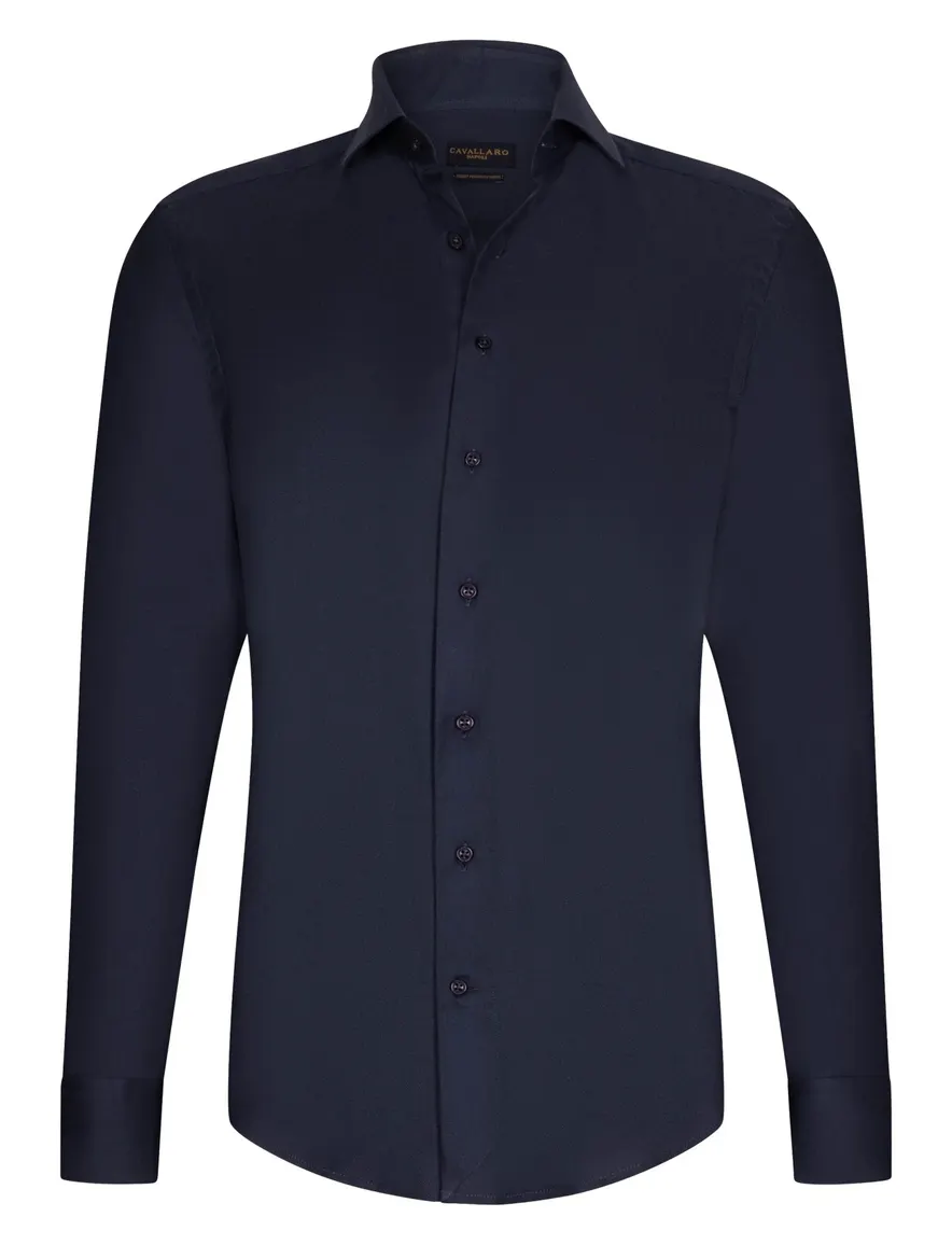 Cavallaro overhemd donkerblauw slim fit