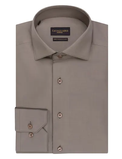 Cavallaro Cavallaro bruin piqué overhemd slim fit