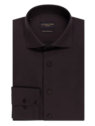Cavallaro Cavallaro overhemd bruin mouwlengte 7