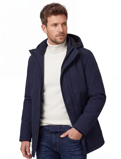 Cavallaro Cavallaro parka jas donkerblauw met borstzak
