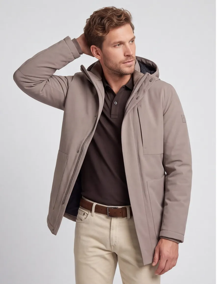 Cavallaro parka jas beige met borstzak