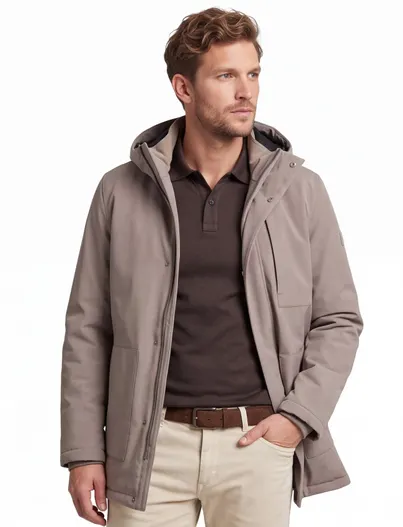 Cavallaro Cavallaro parka jas beige met borstzak