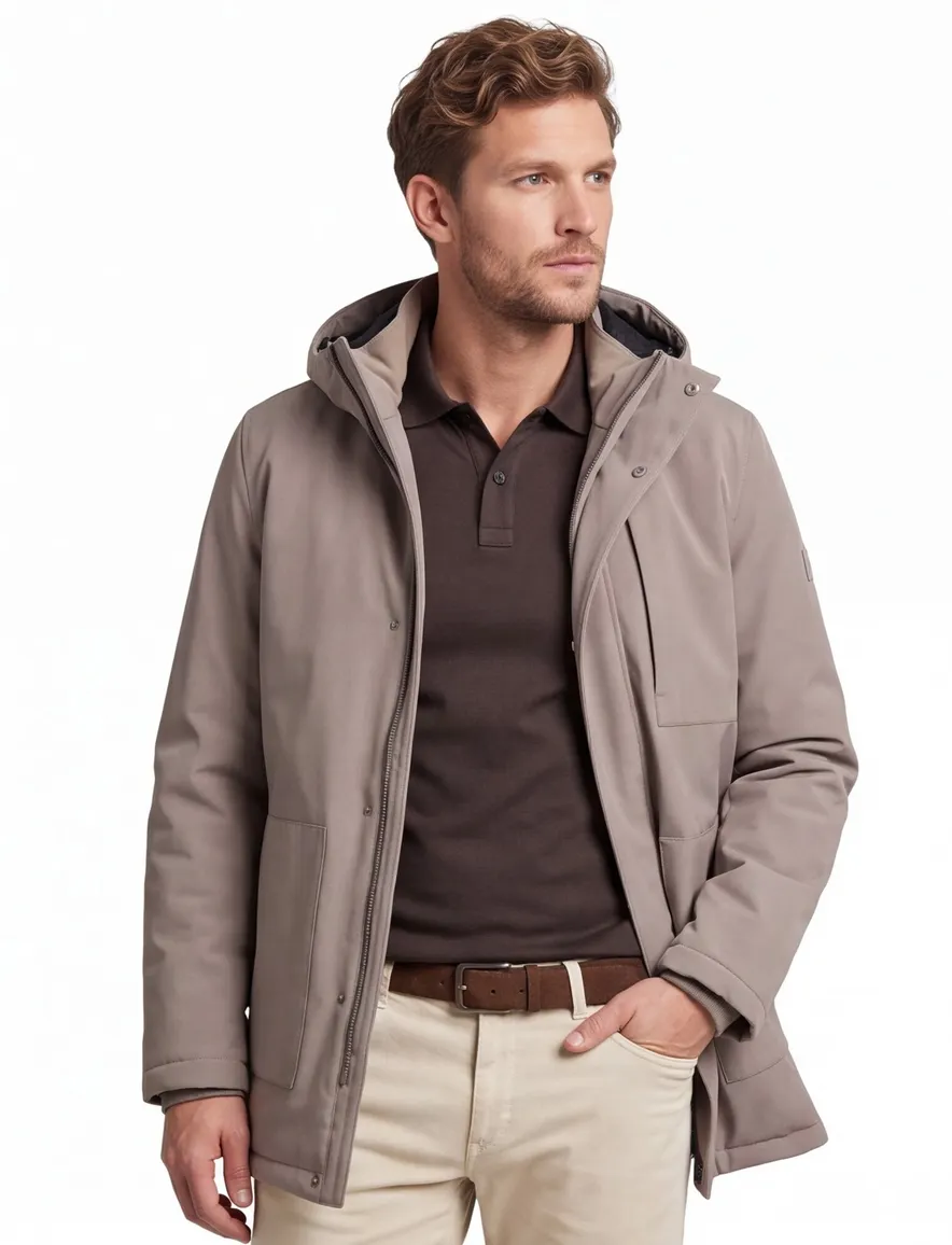Cavallaro parka jas beige met borstzak