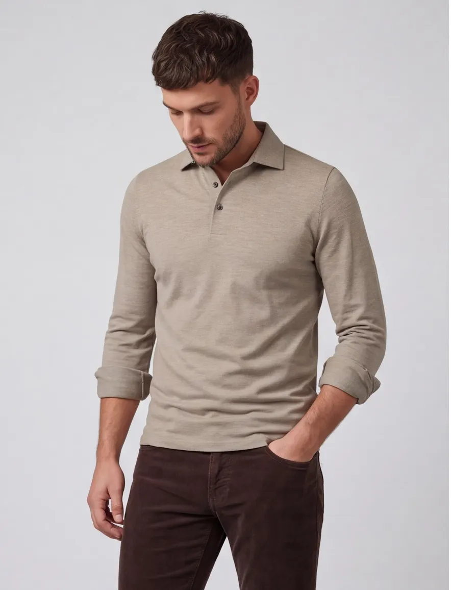 Poloshirt Cavallaro beige 116265015-Dark Kit Melang