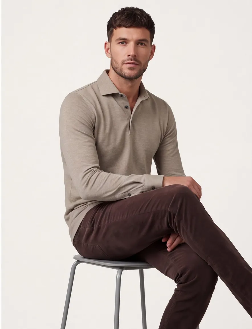 Poloshirt Cavallaro beige 116265015-Dark Kit Melang