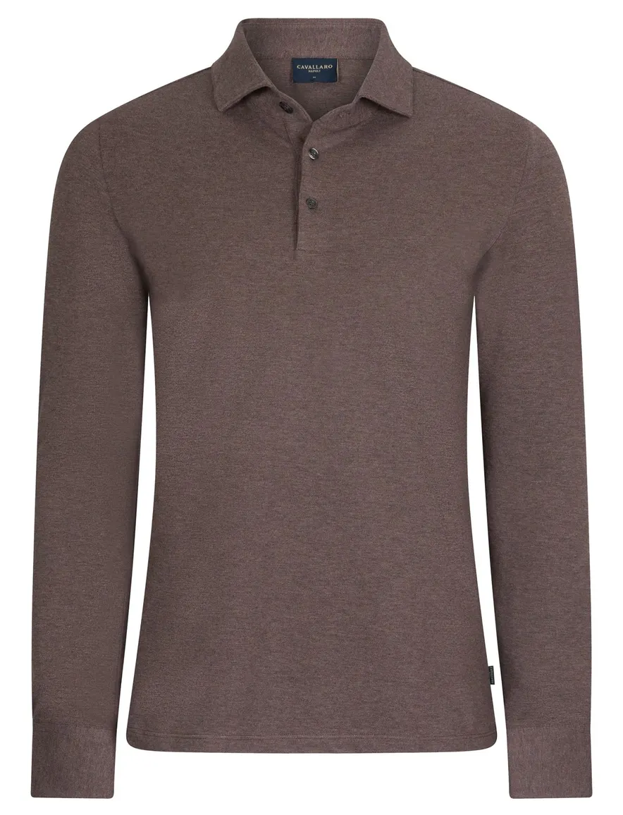Poloshirt Cavallaro bruin 116265015-Dark Taupe mela