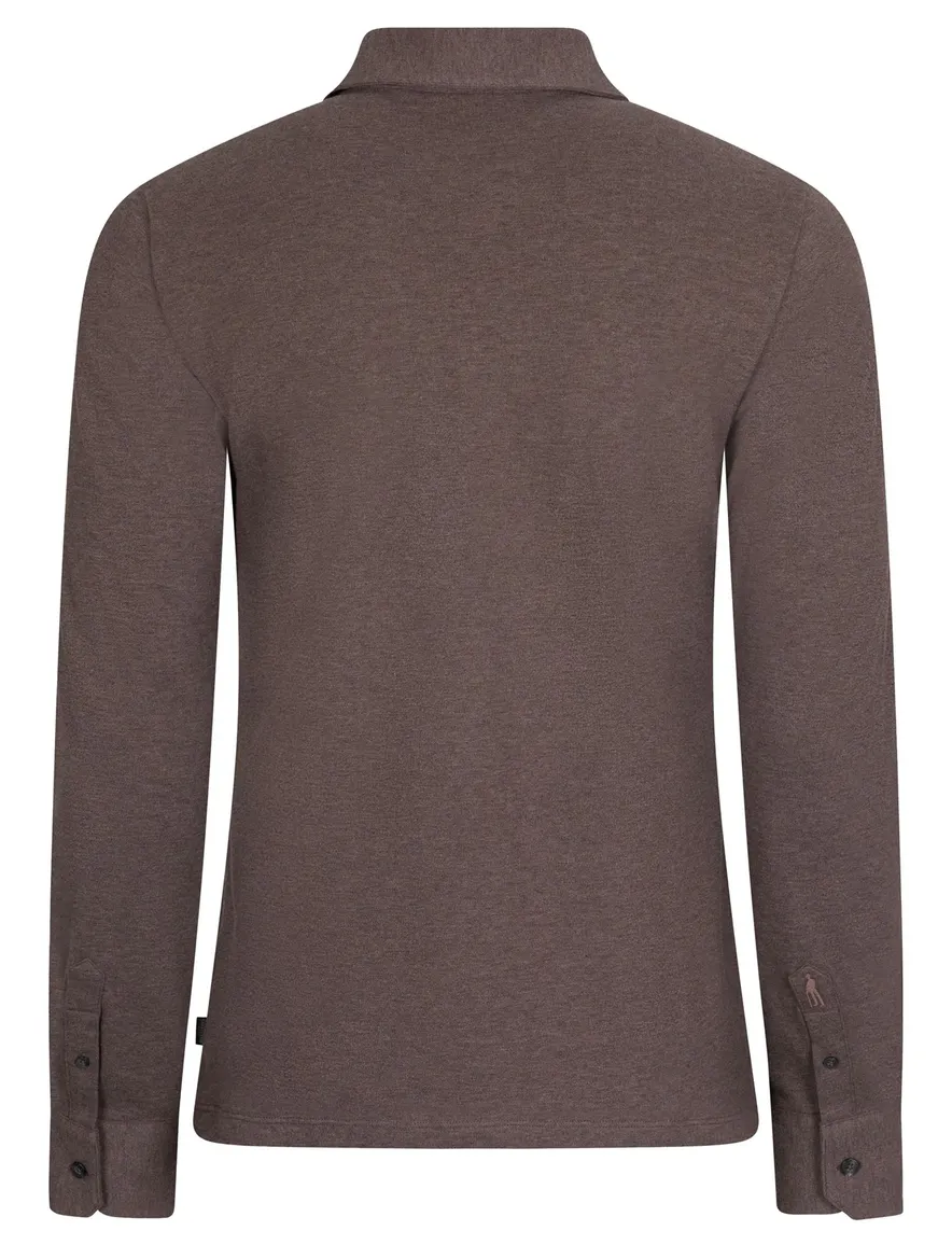 Cavallaro poloshirt bruin gemeleerd 3 knoops