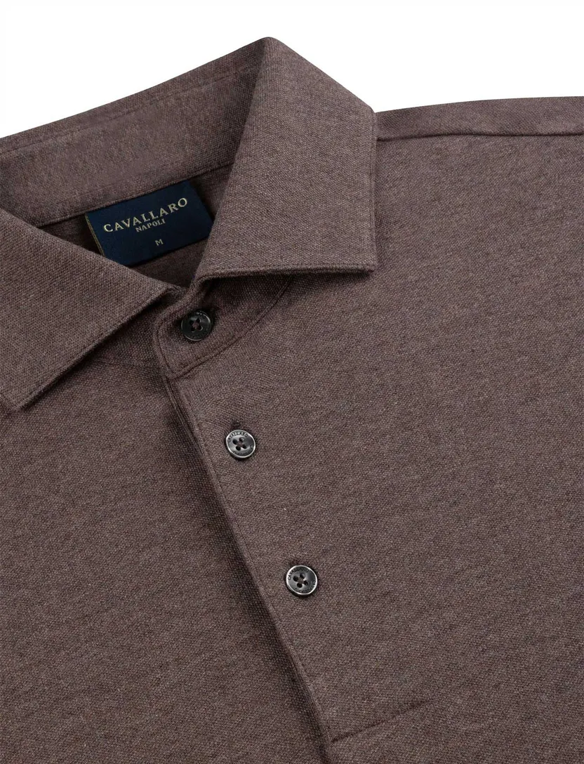 Poloshirt Cavallaro bruin katoen gemeleerd