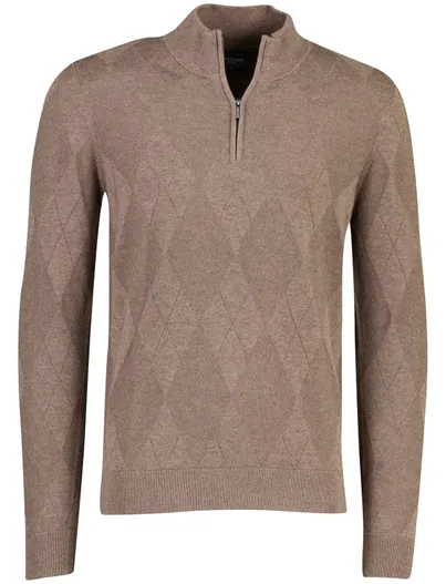 Cavallaro Cavallaro trui half zip geruit bruin