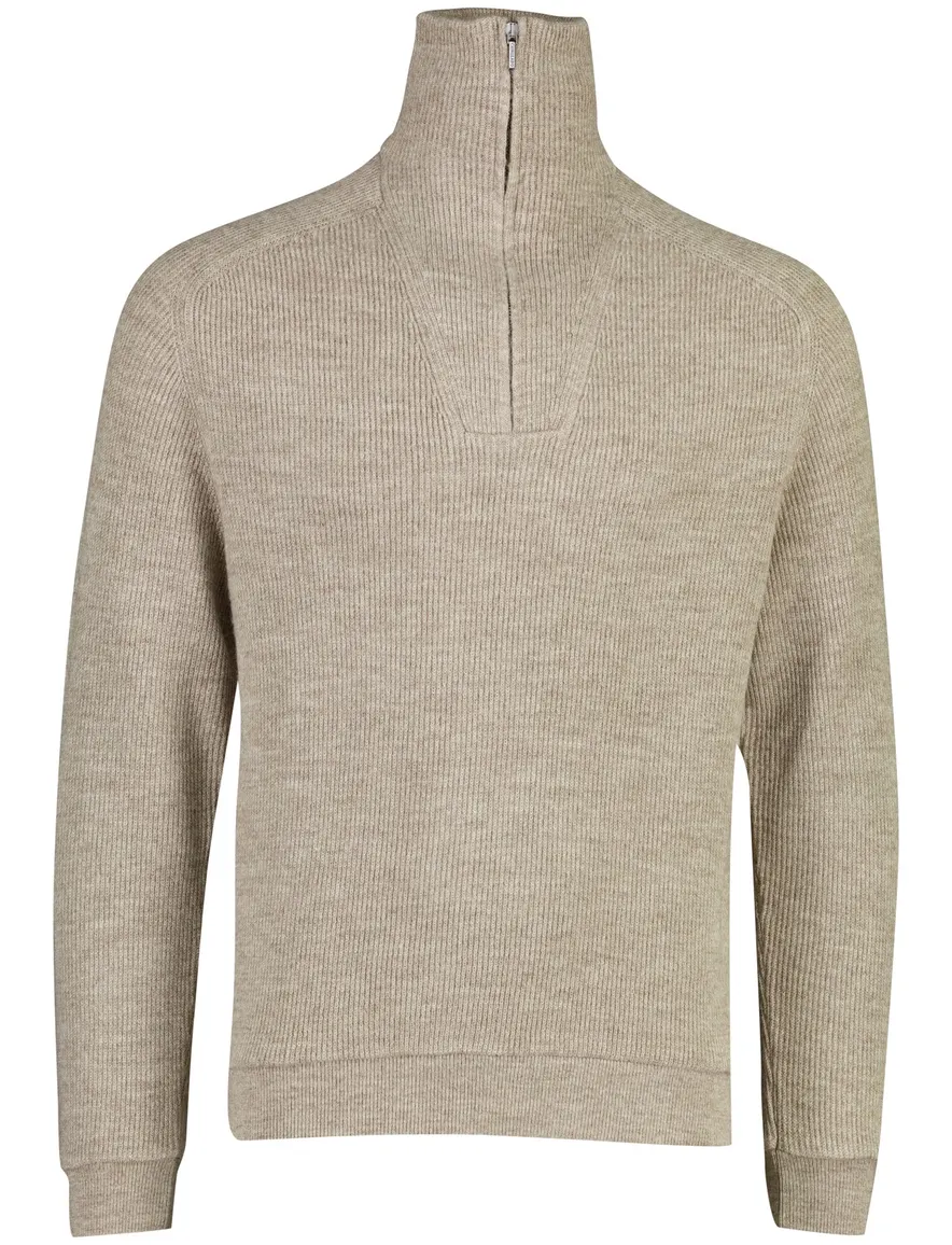 Cavallaro trui half zip beige gebreid
