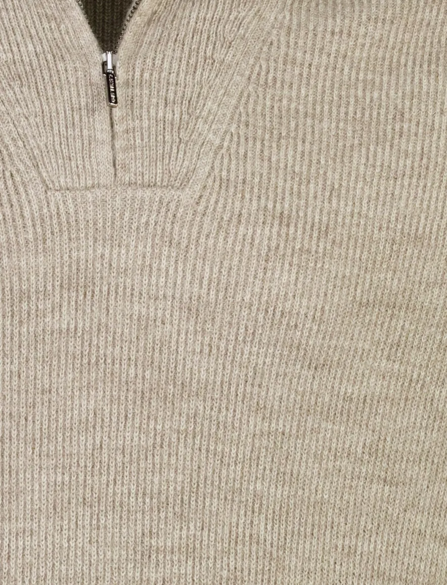Cavallaro trui half zip beige gebreid