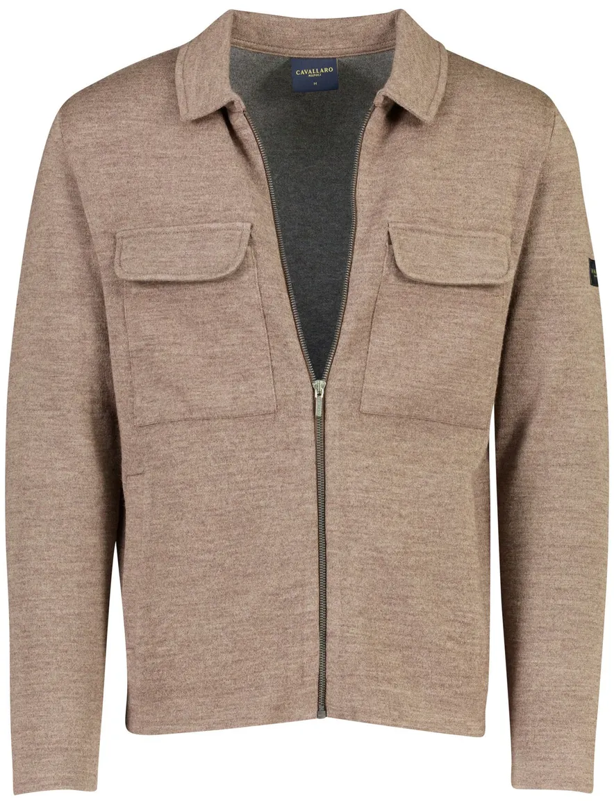 Cavallaro vest beige gemeleerd met borstzak
