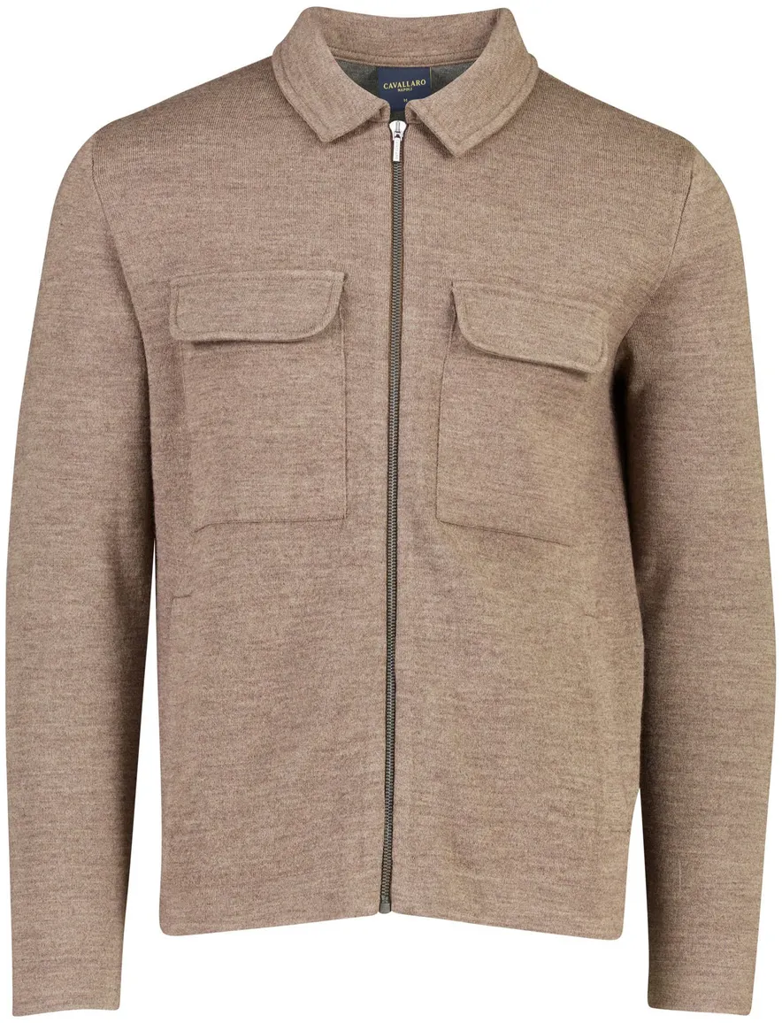 Cavallaro vest beige gemeleerd met borstzak