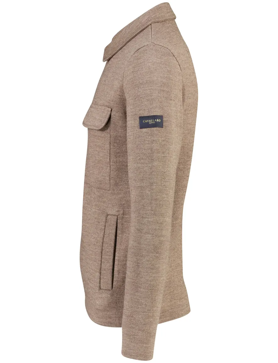 Cavallaro vest beige gemeleerd met borstzak