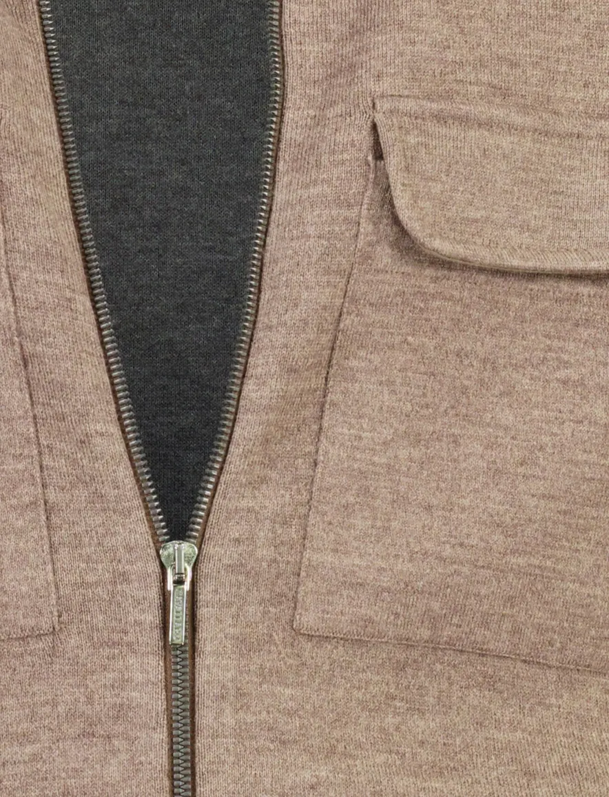 Cavallaro vest beige gemeleerd met borstzak
