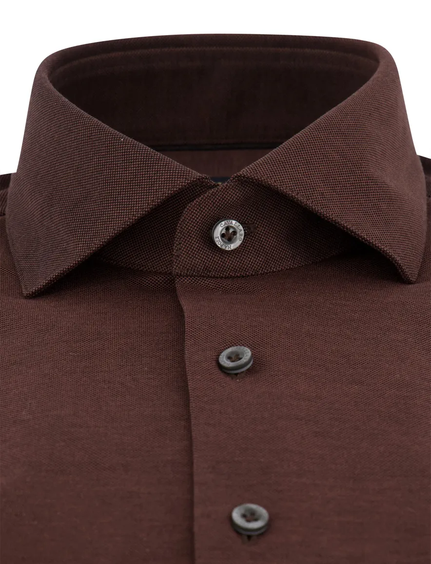 Cavallaro overhemd bruin gemeleerd jersey
