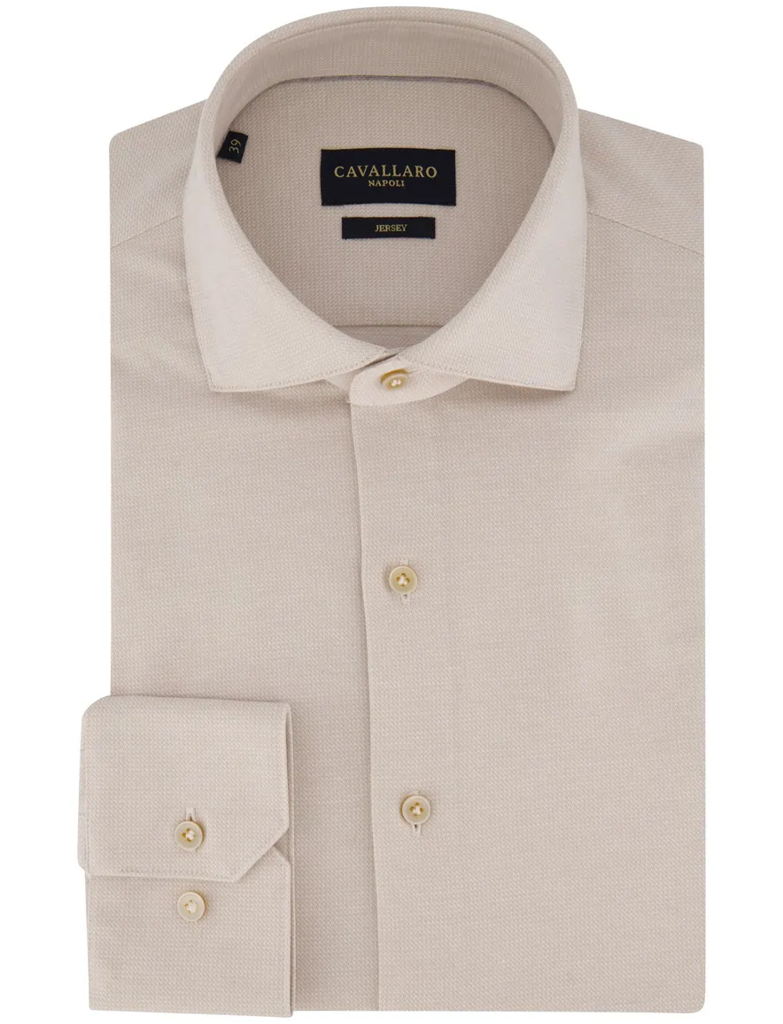 Cavallaro overhemd beige Sarino jersey