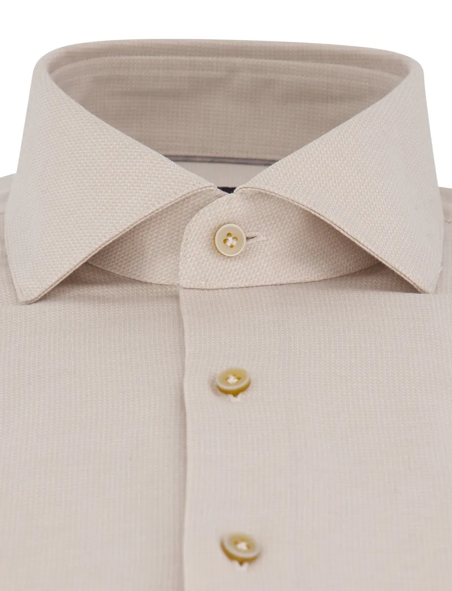 Cavallaro overhemd beige Sarino jersey