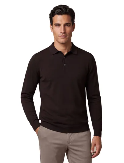 Cavallaro Poloshirt lange mouw Cavallaro bruin