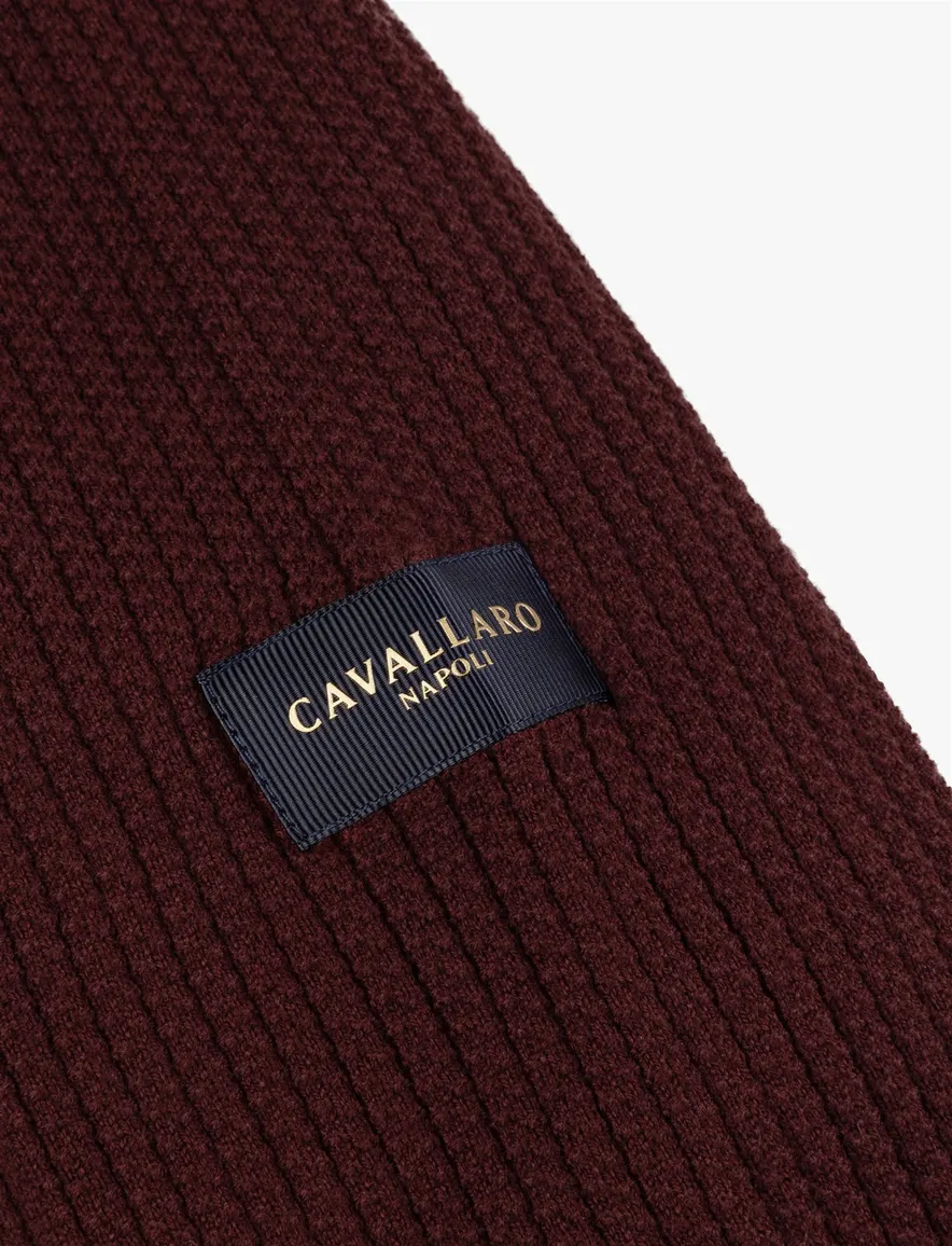 Cavallaro trui half zip bordeaux gebreid
